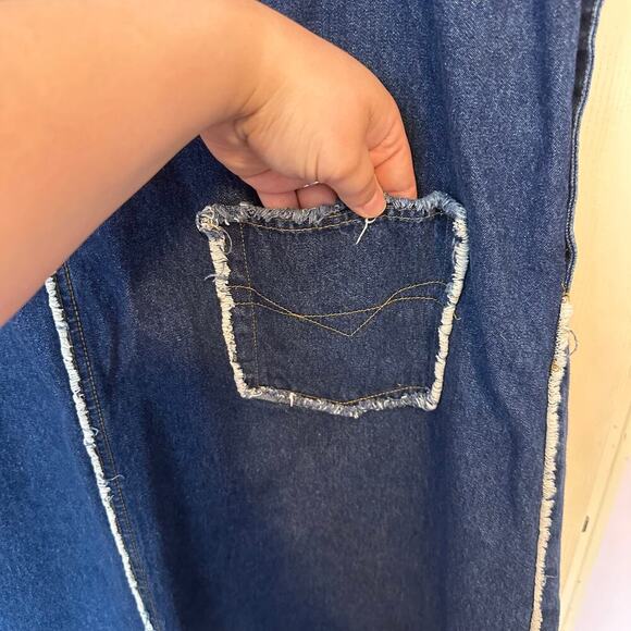 Me And You Women’s Y2K Denim Frayed Midi Dress Size 2X Casual Side Buttons - Picture 7 of 9